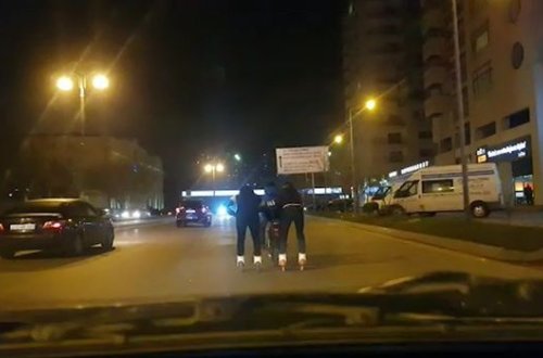 Bakının mərkəzində ağlasığmaz görüntülər: Gənclər həyatlarını belə təhlükəyə atdılar - ANBAAN VİDEO