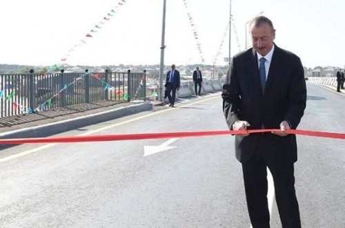 Prezident Ağstafada yol açılışında