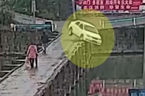 Sürücülük imtahanından 10 dəqiqə sonra maşını çayda batırdı - VİDEO