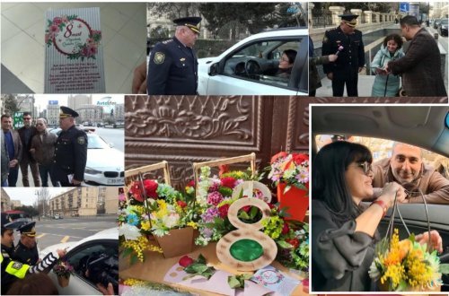 Yol polisindən xanımlara xoş sürpriz: DYP bu il də ənənəyə sadiq qaldı - VİDEO