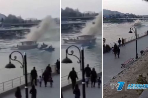 SON DƏQİQƏ: Mingəçevirdə gəmi yanır - ÖZƏL VİDEO