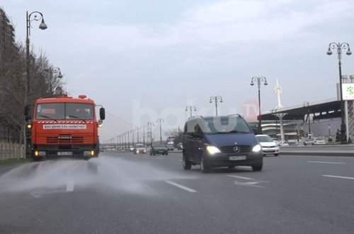 Bakıda yollar belə yuyulur – FOTO/VİDEO