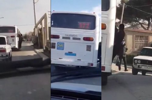 Qaydalara riayət etməyən marşrut avtobusu: Sərnişinlər basabasla daşınır - VİDEO
