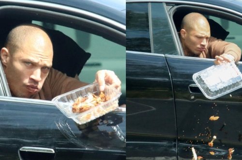 Qida qalıqlarını küçəyə atdı, tənqid olundu - FOTO