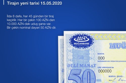 “Muğanbank” Çek-in 33-cü tirajının vaxtı dəyişildi