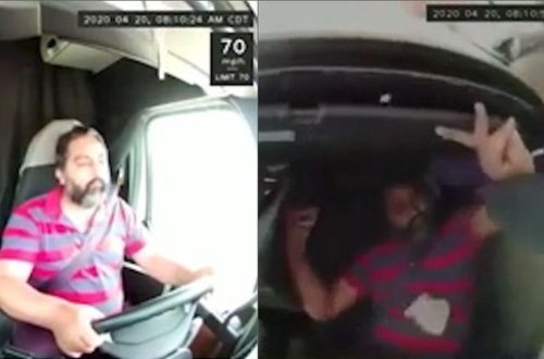 Sürücü sükan arxasında yatdı, TIR aşdı: Kabinədən görüntü - VİDEO