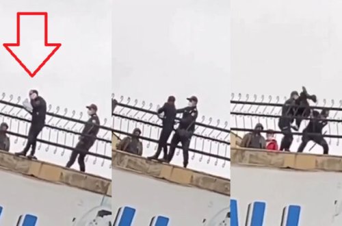 Bakıda polis intihar etmək istəyən gənci belə xilas etdi - VİDEO