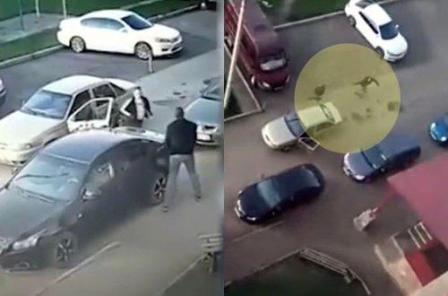 Yolu bölüşə bilməyib silaha əl atdılar - VİDEO