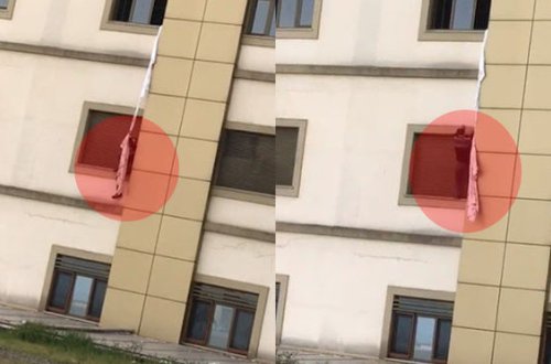 Koronavirus xəstəsi mələfələri birləşdirərək xəstəxanadan qaçmağa çalışdı - VİDEO