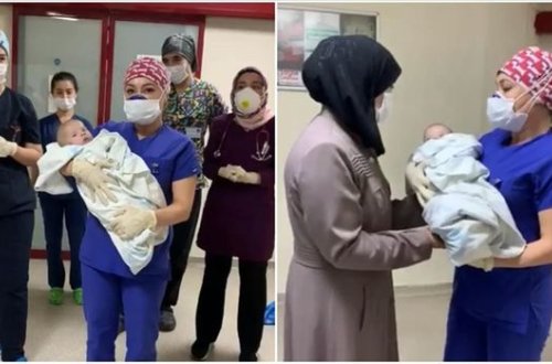 Türkiyənin ən kiçik COVID-19 xəstəsi müalicə olunaraq anasına təhvil verildi