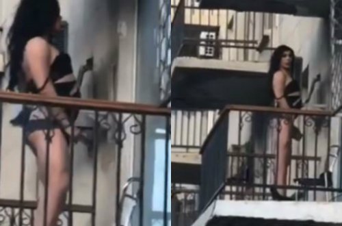 Bakıda biabırçı mənzərə - trans eyvana çıxdı və ... (VİDEO)