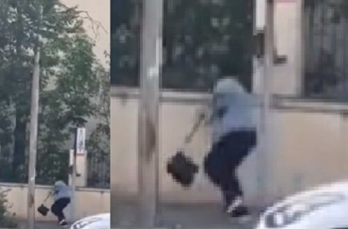 Bu görüntülər Bakıda çəkilib: Gənc qız küçədə.... - VİDEO