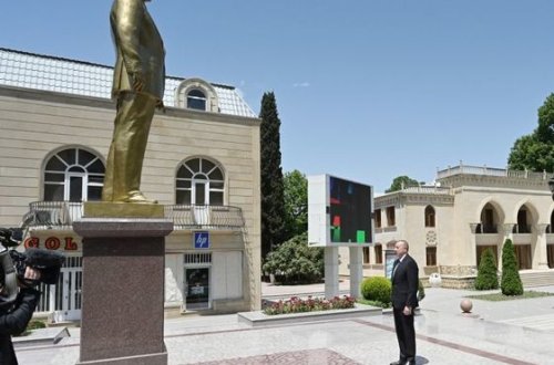 Президент Ильхам Алиев прибыл в Тертерский район - ФОТО