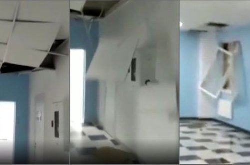 Qasırğa koronavirus xəstələrinin yerləşdiyi hospitalı dağıtdı - VİDEO