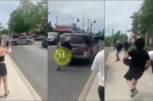 Əlində ülgüc ilə etirazçıları qabağına qatdı – VİDEO