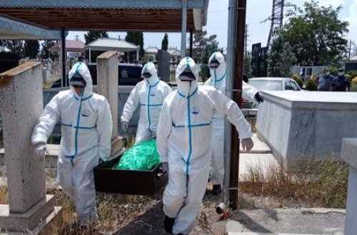 Gəncədə koronavirusdan ölən şəxsin dəfn görüntüləri - FOTO