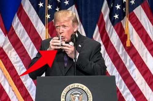 Donald Trampın su içərkən qeydə alınan görüntüsü ŞOK ETDİ: 