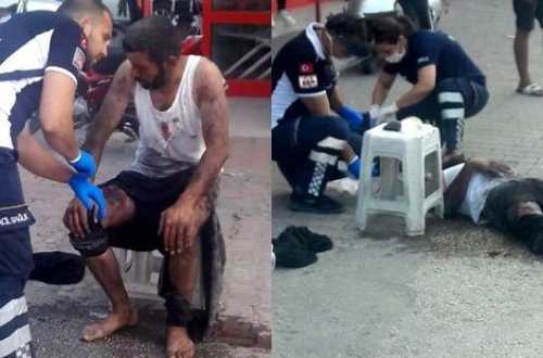 Partlayan təkəri yoxlamaq istəyirdi, az qala canından olacaqdı - FOTO