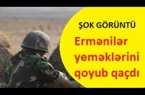 Erməni əsgərləri yeməkləri qoyub postdan qaçdı — Yeməyi itə verdilər yemədi - VİDEO