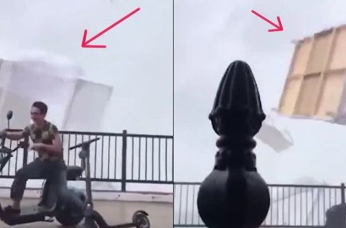 Qasırğa bir anın içində çimərliyin altını-üstünə çevirdi - VİDEO