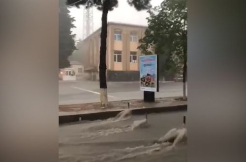 Güclü yağış Şəkidə fəsadlar törətdi - VİDEO