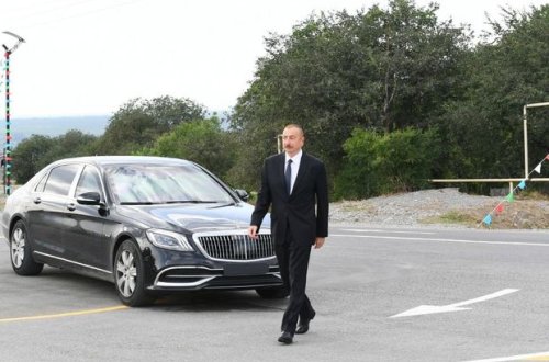 Prezident Şəkidə yolun açılışında - FOTO