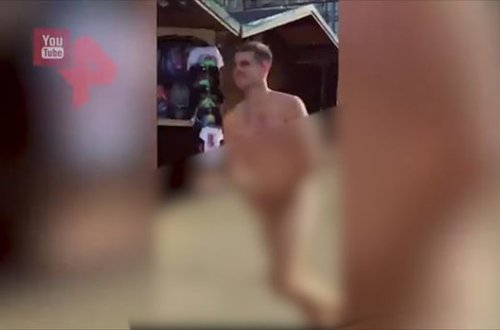 Çılpaq ekstrim həvəskarı çaya baş vurmağa cəhd etdi - VİDEO