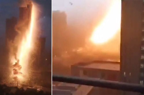 İldırımın çaxması partlayışa səbəb oldu - VİDEO