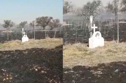 Yeniyetmə qızın dəfn olunduğu qəbir güclü yanğının mərkəzində toxunulmaz qaldı - VİDEO