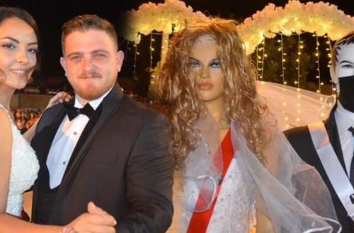 Toyda bəylə gəlini cansız manekenlər əvəz etdi