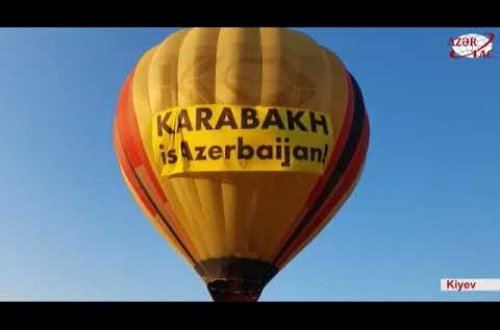 Ukraynada üzərində “Qarabağ Azərbaycandır!” şüarı olan hava şarı səmaya buraxıldı