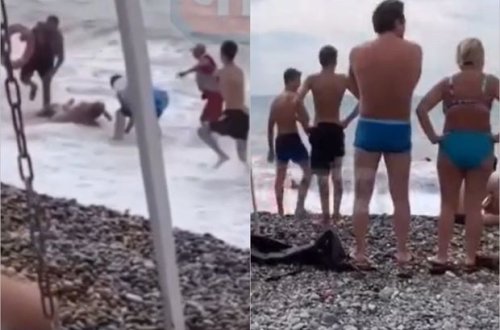 Sərxoş turistlər dənizdə boğulmaqdan son anda xilas oldular - VİDEO