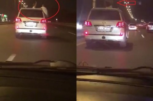 Bakıda sürətli yolda qız və oğlandan ağlasığmaz addım - VİDEO