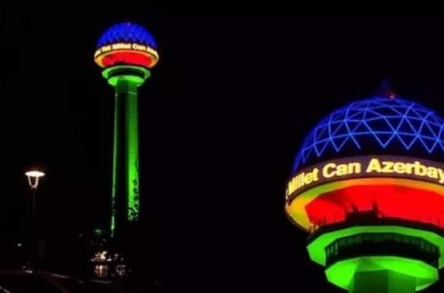 Ankaranın rəmzi olan Atakuledə Azərbaycan bayrağı əks etdirildi - VİDEO