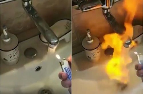 Krandan axan “odlu su” sakinləri qorxutdu - VİDEO