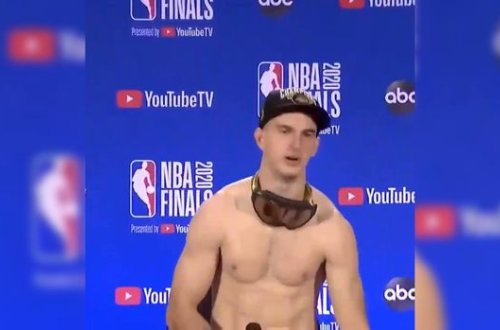 Basketbolçu mətbuat konfransına əlində şampan butulkası ilə qatıldı - VİDEO