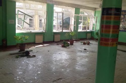 Ermənilərin Gəncəyə atdıqları raket məktəbdə dağıntılara səbəb oldu - FOTO