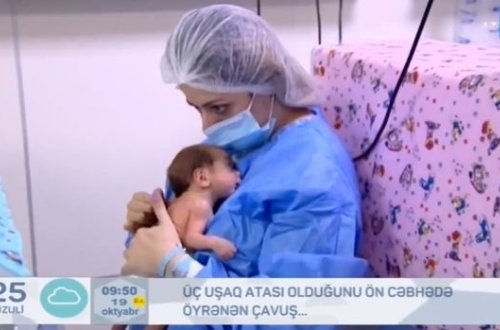 Övlad həsrəti çəkən hərbçimiz üç uşaq atası olduğunu cəbhədə öyrəndi - VİDEO