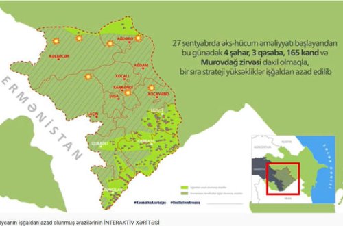 Azərbaycan ordusunun işğaldan azad etdiyi 172 məntəqə interaktiv xəritədə - VİDEO