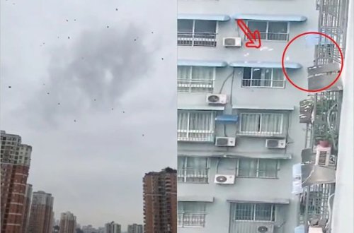 В Китае задержали мужчину, который сбрасывал деньги из окна на прохожих - ВИДЕО