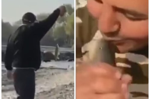 Qubadlıda balıq ovu: insanlar sevinclərindən balığı öpür - VİDEO