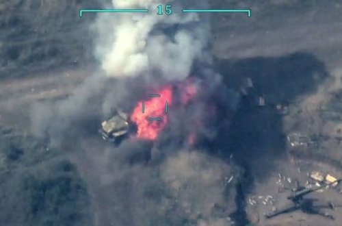 Ermənistan silahlı qüvvələrinə məxsus haubitsanın heyəti məhv edilib - VİDEO