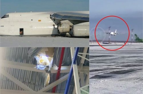 Rusiyada təyyarə qəza enişi etdi, detallardan biri yaxınlıqdakı marketin damından düşdü - FOTO/VİDEO