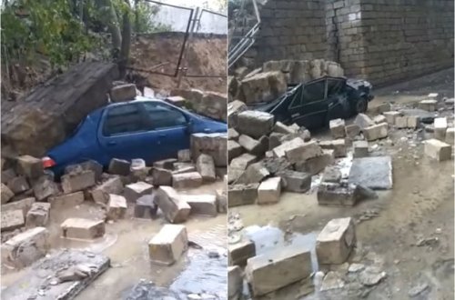 Bakıda maşınların üzərinə hasar aşdı - VİDEO