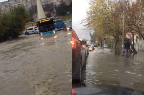 Yağışlı Bakı günündən “mənzərələr” - FOTO/VİDEO