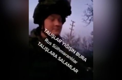 Azərbaycanlı əsgər rusiyalı sülhməramlılarına dilimizi öyrədir - VİDEO