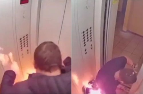 Kişi anlaşılmaz hərəkəti ilə özünü odlu tələyə saldı - VİDEO