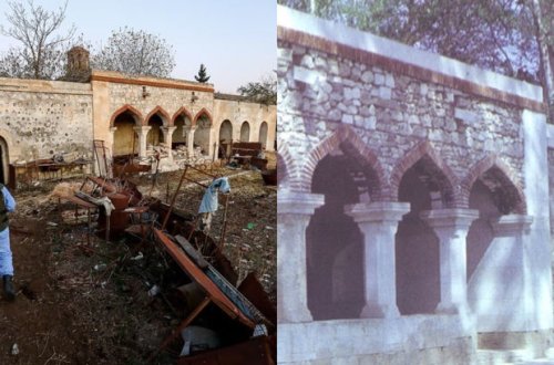 Ağdamda Pənahəli xan sarayı erməni işğalından əvvəl və sonra... - FOTO