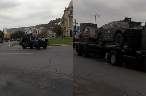 Zəfər paradında istifadə ediləcək texnikanın görüntüləri - VİDEO