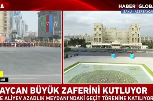 Zəfər paradı Türkiyənin “Haber Global” telekanalının efirində - YENİLƏNİB + CANLI YAYIM